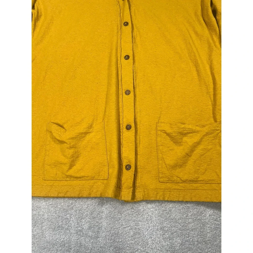Free People Beach Mustard Yellow Cotton Button Front Cardigan Sweater Small Boho
